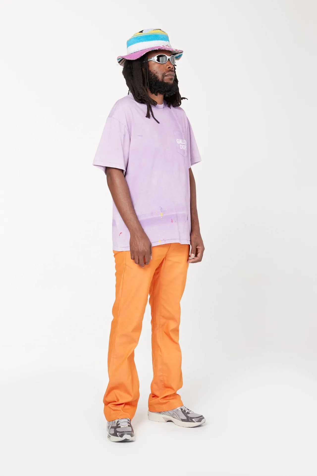 New models in stock! GALLERY DEPT VINTAGE LOGO PAINTED TEE PURPLE Purple ink splashed distressed short sleeves Retro English pocket TEE Purple S-XL Ready-to-wear dyeing Fried salt distressing Hand-sewn plaster bone Very heavy industry Manufacturing dark and light fading technology Hand-splashed ink graffiti Genuine acrylic material